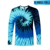 Camisetas masculinas 3d tie-dye traje colorido moda masculina t-shirt de manga longa camisetas de hip hop homme camiseta camisa moletons