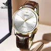 Luxury Watch Automatic Wristwatches Movement Swiss Importerad Watch Ultra-Thin Mechanical Business Waterproof Calendar Sapphire Leather Strap Wristwatch