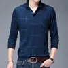 Męska marka mody Polos Mander Down Down Cołd Man Polo Shirt Men Casual Plaid Spandex Długie rękawy Fall Men Ubranie 230217