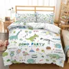 Ensembles de literie Dessin animé dinosaure ensemble de literie simple enfants housse de couette microfibre couette/housse de couette ensemble enfants literie ensemble de linge de lit double