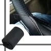 Capas de volante Tampa preta de 37-38cm Diy Carro de couro PU Auto PU com agulhas e acessórios para interiores
