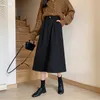 Skirts High Waist A-line Umbrella Skirt Young Women Autumn Winter Mid-length Wool Midi Plus Size SXHBSQ682