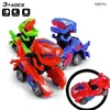 Экшн -игрушки фигуры eboyu Dinosaur Car Toys Transformable Dinosaur Car Ответ автомобиль Toy Electric 360 ° SPIN с легкой музыкой Ходьбы для детей 230217