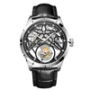 Echte polshorloges Jinlery Luxury Watch Tourbillon Mechanisch horloge mannen luxe skelet horloges voor waterdichte polshorloge mannelijke klokrelogio masculino