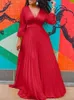 Casual Dresses Birthday Maxi For Women Party Pleated Dress Long Sleeve Elegant Chiffon Vintage Streetwear Wholesale Drop