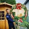 Dekorative Blumen 16" Weihnachtskranz Künstlicher Feiertag für Zuhause Hochzeit Party Festival Dekor Haustür Ornamente Geschenke