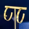 2015 Titanium staal gouden oorringen oorbel voor vrouw prachtige eenvoudige mode C diamanten ring dame oorbellen sieraden cadeau