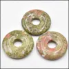 Charms 25Mm Assorted Natural Stone Crystals Gogo Donut Rose Quartz Pendants Beads For Lucky Jewelry Making Whole Drop Delivery Findi Dhgxe