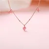 Chains Pink Crystal Necklace Female Simple Strawberry 925 Sterling Silver Custom Clavicle Chain Woman Student Cute Gift Jewelry