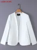 Kadın Ceketleri Kadın Bölünmüş Tasarım Pelerin Takım Ofis Leydi Siyah Beyaz Ceket Moda Sokak Giyim Sıradan Gevşek Dış Giyim Üstleri C613 230217