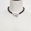 Choker 2023 Man Vintage Black Short Necklace 화산 용암 록 비드 Naszyjnik Handmade Women for Women Add Charm Clothing Accessory Jewelry