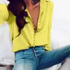 Blouses Femmes Chemises LOSSKY Mode Casual Solide Couleur Dames Bureau Tops Boutons Sexy Blouse À Manches Longues 2023 Printemps Femmes Mousseline De Soie Blanc