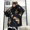 Casacos de trincheira feminina estampa completa urso punk jaqueta acolchoada feminino winter wear 2023 coreano pão solto estudante kawaii espessamento