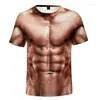 Мужские рубашки летняя мода Мужская кожа Мускулистое футболка 3D-печать мужская забавная топ с коротким рукавом Харадзюку