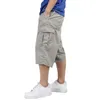 Men's Shorts Plus Size style summer men baggy cargo cotton knee length pant casual trouser male large loose big size khaki 3xl 4xl 5xl 6xl Z0216