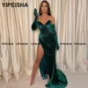 Party Dresses Yipeisha Emerald Green Velor Prom Dress High Slit Party Dress Mermaid Winter Black Velvet Evening Gown Robe de Soiree 230217