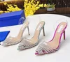 Top women's high heels leather bow stilettos women's lazy sandals sexy high heels diamond designer slippers size 35-40-41-42