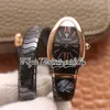 BVF BV102532 Szwajcarski kwarc Ruch Wyspaj 35 mm Rose Gold Diamonds Bezel Black Dial Stick Magery Ceramiczne Ceramika Bransoletka Eternity Lady Watches