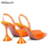 Scarpe eleganti Scarpe estive in PVC trasparente per le donne Slingback con tacco alto Scarpe a punta Décolleté da donna Scarpe con gelatina Tacchi alti Scarpe da ballo per feste L230216