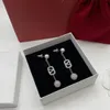 2023-créateur de boucles d'oreilles pour femmes stud luxe or forme de coeur perle cristal or double V lettre 925s bijoux en argent classique avec boîte