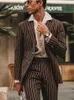 Men's Suits & Blazers Brown Smart Casual Stripe Wedding Groom Wear Blazer Custom Made Handsome Party Business Office Work Prom Dre