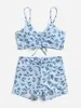 Floral Print Drawstring Bikini 2023 Women High Waist Swimsuit Shorts Swimwear Female Bathing Suit Swimming Summer Beachwear