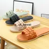 Slippers slippers damesmode sandalen zomer flat buiten casual solide kleur weef slippers vrouwelijke indoor schoenen 0217v23