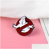 Tecknad accessoarer ghostbusters emaljstift vit spöke denim brosch röd förbudsskylt lapel märke intressant humor rolig juvelr dhriz