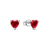 925 Sterling Silver Nytt mode för kvinnor Röd hjärtformad hängsmycke, halsband, örhängen med knappar, damring, DIY-smycken, nyårsfödelsedagspresent
