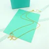 Fashion Bow Halsband Kvinnlig designer rostfritt stålpar med diamantguldkedja hänge halsband smycken present flickvän tillbehör