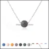 ペンダントネックレス10mm 12mm Colorf Lava Stone Ball Bead Necklace DIY AROMエッセンシャルオイルディフューザーステンレススチールチェーンカラーW DHR9m