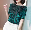 T-shirt femme M-3XL manches courtes chemise femme Fashion Summer Tops style Slash neck Velvet T 230217