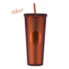 Durian waterflessen 710 ml/24oz plastic koffie Mok Bright Diamond Starry Straw Cup Durian Cups Gift Product