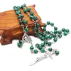 Catene KOMi Perline di malachite da uomo Croce Pendenti Collane Rosario di perline Elegante gioielli cristiani ortodossi che pregano R-328