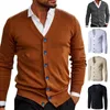 Men's Sweaters Cardigan Sweater Trendy Warm Slim Fit Coat Comfy V Neck For Daily Wear