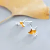 Boucles d'oreilles à tige MloveAcc élégant en argent Sterling 925 feuille de Ginkgo Biloba avec CZ mode femmes fête oreille bijoux