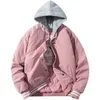 Herrenjacken Wintervarsity Männer Frauen Feste Farbe Baseball Kapuze Casual Coat Windbreaker Paar Kleidung High Street Youth Pink 230216