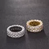 7-12 Goldliebe Ringe Mikro gepflastert 2 Reihen-Tennisringe Zirkon Hip Hop Silberschild Finger Ring für Männer Frauen223r