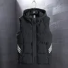 Gilets pour hommes Gilet d'hiver à capuche hommes solide rayé rembourré gilet coupe-vent chaud sans manches veste Homme décontracté gilet épaissir Parkas mâle 230217