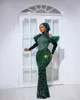 2023 Arabe Aso Ebi Robes de bal vert foncé Crystals de perles Sheat Soirée Fête formelle Deuxième réception Robes de fiançailles d'anniversaire Robe ZJ288