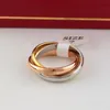 Anel Clássico de Três Anéis para Homens e Mulheres Casal Anéis de Estilo Simples Moda com Três Cores Anéis de Ouro Rosa