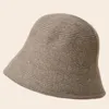 Berets vrouwen emmer hoed gebreide polyester bob cap voor vrouwelijke visser in vaste kleur verstelbare hoofdomtrek YF0148