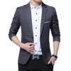 Men's Suits 2023 Classic Blazer Men Designer Slim Fit Korean Male Plaid Masculino Tweed Button Casual Mens Jacket