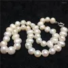 Chains Wholesale Fashion Diy Natural 10-11mm White Freshwater Cultured Pearl High Quality Women Elegant Necklace 18inch GE4018