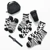 Vrouwensokken Zebra Stripe Patroon Zwart Wit gestreepte Harajuku Hosiery Short Fashion Sock Cute Woman Animal Fingers Soks Soks