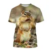 Men's T Shirts Summer Cute Squirrel Mönster 3D Män och kvinnor t-shirt mode trend avslappnad j street stil andningsbara lätta toppar.