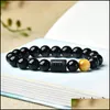 Brins Perlés 8 Mm Perles De Pierre Oeil De Tigre 12 Constellation Couple Bracelet Noir Hommes Bracelets Pour Femmes Pseras Mascina Hombre Entier Dhhb1