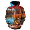 Erkek Hoodies Nature Peyzaj Serisi Hoodie 3D Baskılı Süper Serin Plus Boyutu Unisex