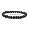 Bedelarmbanden 6 mm 8 mm 10 mm zwarte vulkanische lava steen aromatherapie etherische oliediffuser armband voor vrouwen mannen vriend sieraden dro dhyhv