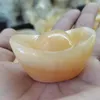 Decorative Figurines 3pcs Natural Yellow Jade Carving Shoe-shaped Gold Ingot For Decorations 25-30mm